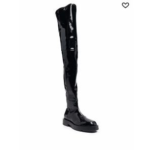 GIVENCHY squared Patent-leather over-the-knee boots thigh high